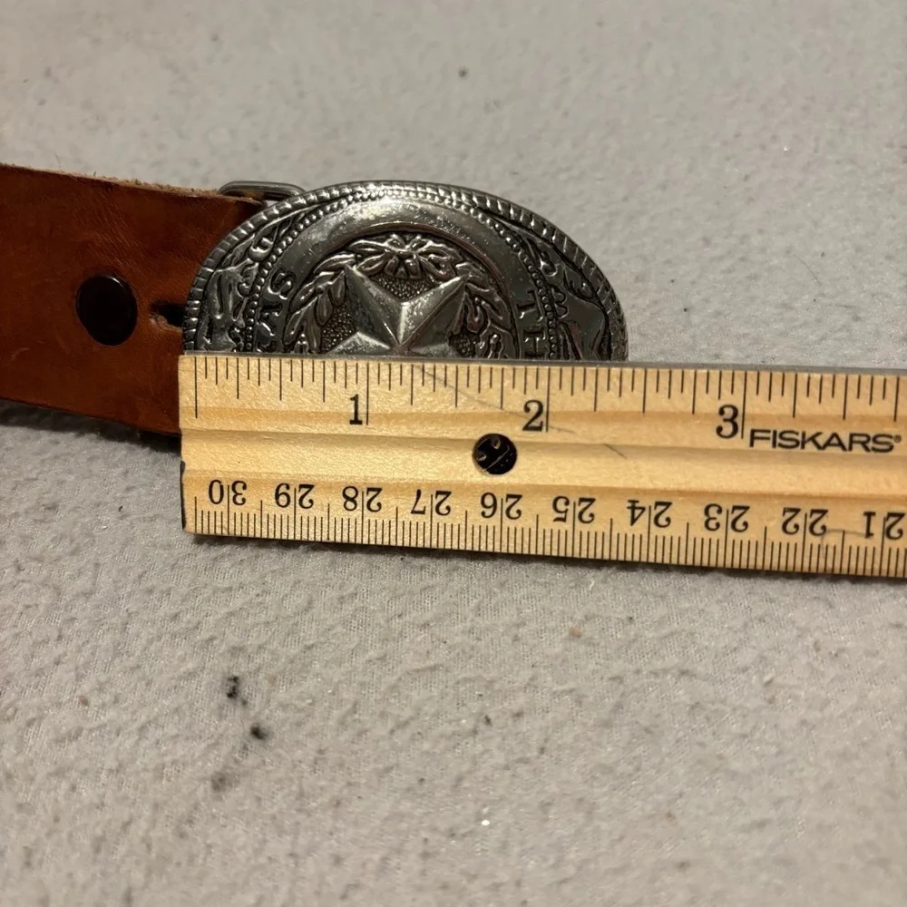3D Brown Genuine Leather Men’s Belt Size 34 made in USA style 4074